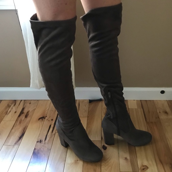 Faux suede over the knee Taupe boots - Picture 7 of 7